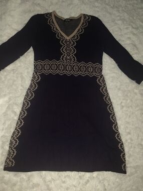 Nine West Purple Long Sleeve Dress with Tan Details